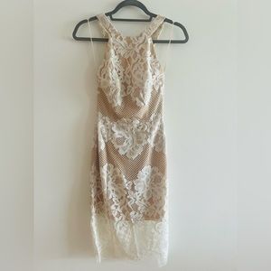 Intermix white lace and nude knee length dress, size P/XS